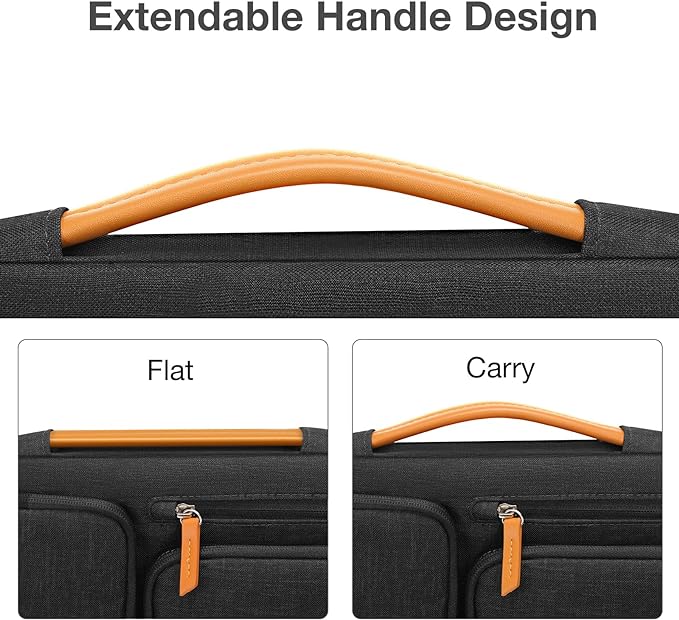 MOSISO 360 Protective Laptop Case 14 inch, 14 inch Laptop Sleeve Compatible with HP Lenovo Dell ASUS Acer, HP, Dell Latitude, Lenovo, Side Open Carrying Case with 4 Zipper Pockets&Handle, Black