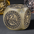 7 in 1 D6 Spinner DND Dice Set D&D, Metal Cube D and D Dice with Gift Box, Dungeons Dragons Role Playing Dice, Bronze