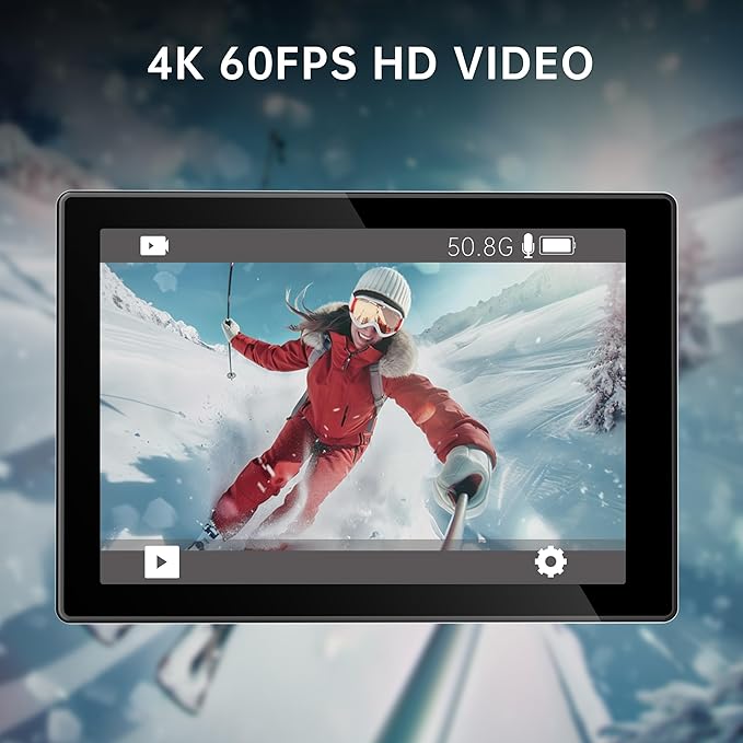 ODDV 4K60FPS 30MP Action Camera with Front LCD and Touch Rear Screens, Underwater Camera with 64GB Memory Card, 132FT Waterproof Camera, EIS, 5X Zoom, WiFi Remote Control (Black)