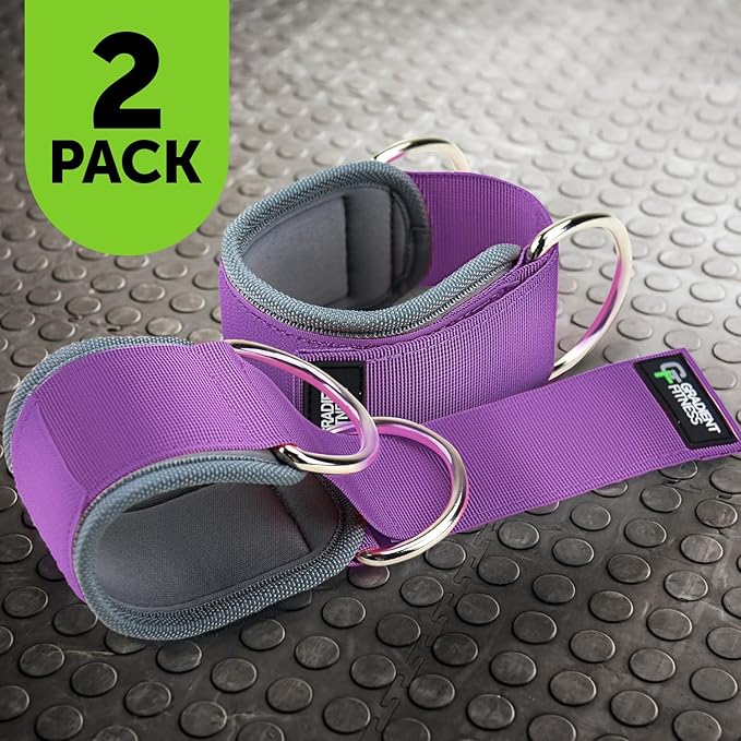 Gradient Fitness Ankle Straps (2 Pack) | Ankle Strap for Cable Machine, Ankle Bands for Working Out, Cable Ankle Strap