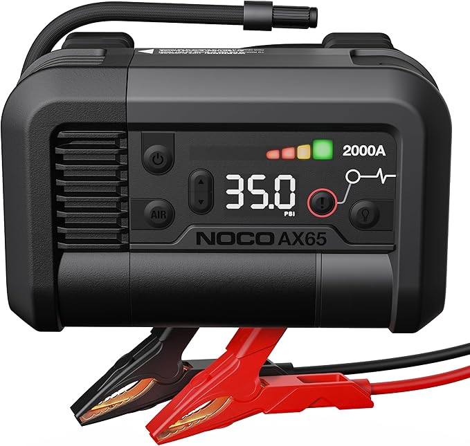 NOCO Boost+Air AX65: 2000A Jump Starter with Air Compressor Tire Inflator – Starts 8.0L Gas & 6.0L Diesel – 67 SLPM Airflow Inflates 0–40 PSI in 2 Minutes