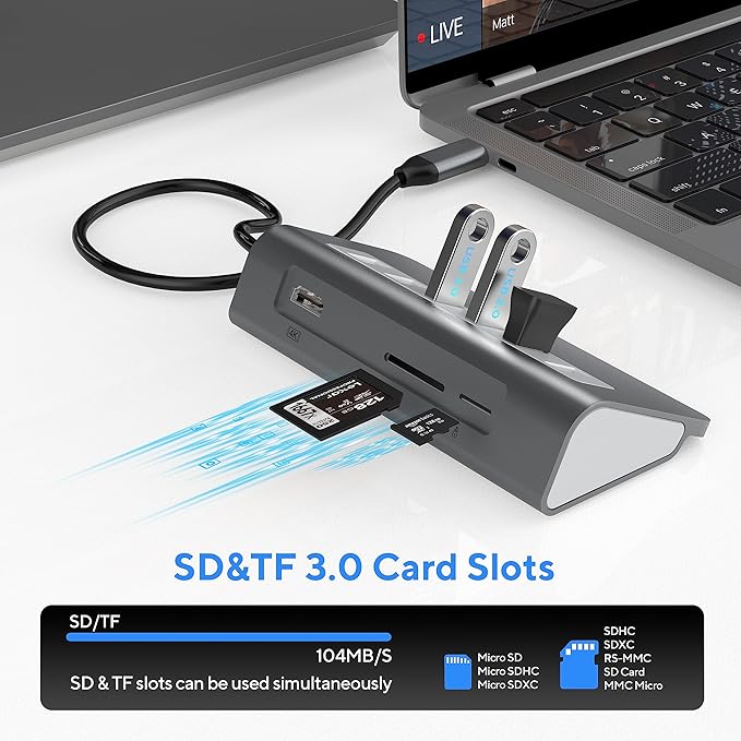 USB C Hub Multiport Adapter,Mosirui 9-in-1 USB-C Docking Station with 4K HDMI,5Gbps Type C 3.0,USB-A3.0/2.0,100W PD, SD/TF for MacBook/Pro iPad/Dell/HP/Desktop/Laptops(50CM)