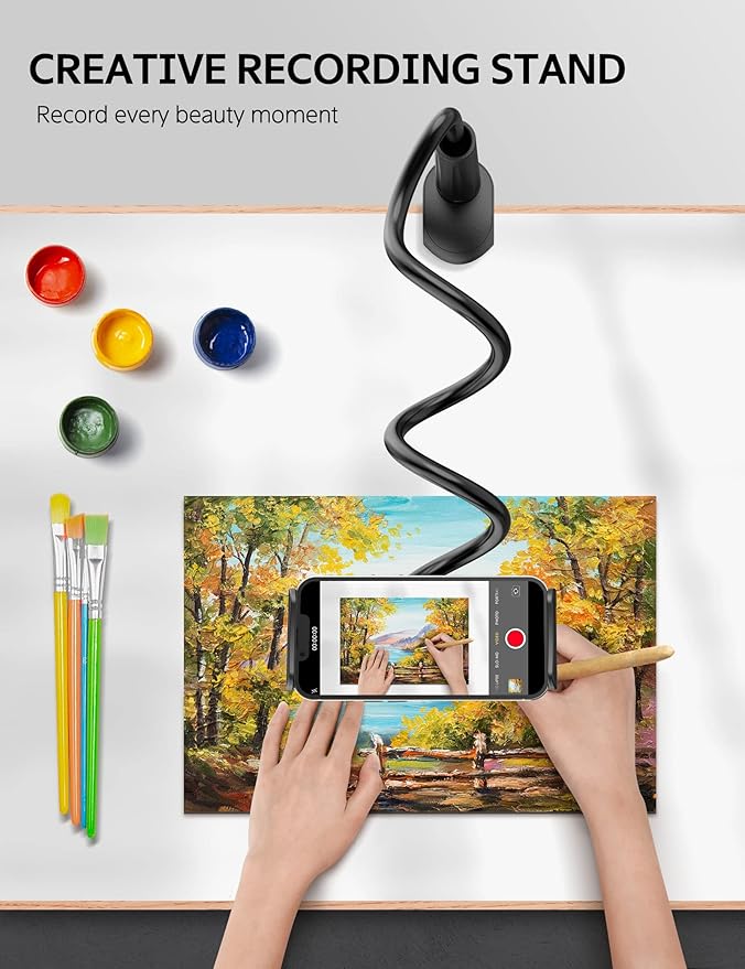 SHAWE Gooseneck Tablet Holder Phone Stand, Flexible Tablet Mount for Bed, 360 Adjustable Lazy Arm Holder Clamp Mount for iPad Air Pro mini, Samsung Galaxy Tabs, iPhone, Switch, 4.0~10.5" (Black)