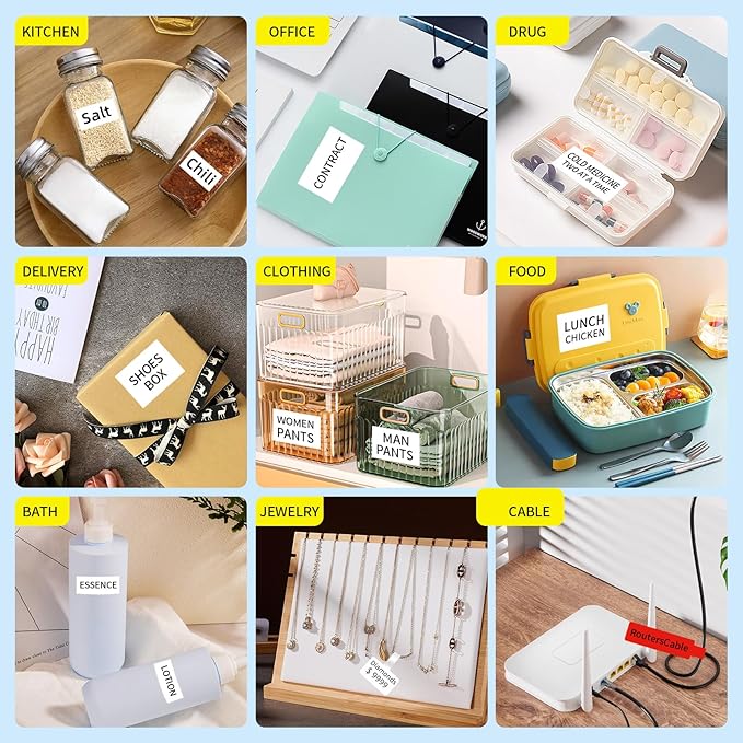 PUQU 30x15mm Direct Thermal Sticker Labels, Self-Adhesive All-Purpose Label Maker Tape, Compatible with AQ Series Label Printer, Refills Standard Laminated Office Labeling, 3 Rolls, 1200 Labels
