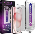 2 Pack Matte Screen Protector for iPhone 14 Pro/iPhone 15 / iPhone 16,9H Tempered Glass,Full Coverage,Anti-Fingerprint,Auto Dust-Elimination,No Bubble,Easy Installation