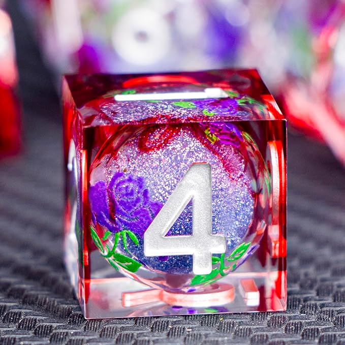 ARUOHHA Liquid Core DND Dice Set, Vampire Sharp Edged Dragons Dice Compatible with D&D RPG Role Playing Games, Resin Blood Red Polyhedral Dungeons D and D Dice with Gift Box D20 D12 D10 D8 D6 D4