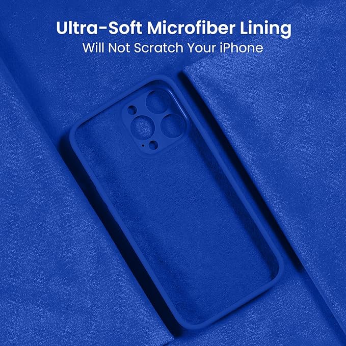 FireNova Designed for iPhone 15 Pro Case, Silicone Upgraded [Camera Protection] Phone Case with [2 Screen Protectors], Soft Anti-Scratch Microfiber Lining Inside, 6.1 inch, Klein Blue