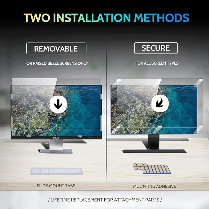 [2-Pack] 23.8 Inch Privacy Screen for Computer Monitor 16:9 Aspect Ratio, Eye Protection Anti Blue Light Glare Shield, 23.8inch Removable Black Blackout Anti Spy Desktop Security Private Filter