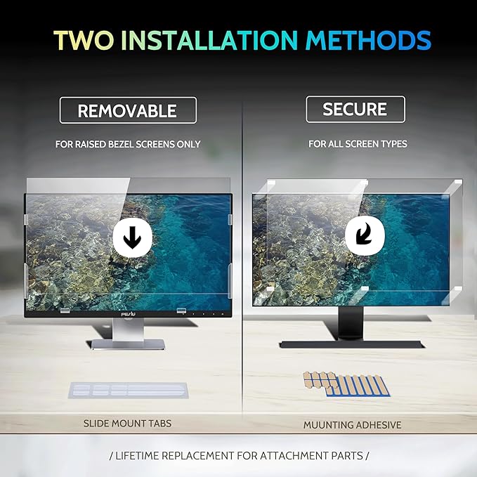 [2-Pack] 23.6 Inch Privacy Screen for Computer Monitor 16:9 Aspect Ratio, Eye Protection Anti Blue Light Glare Shield, 23.6inch Removable Black Blackout Anti Spy Desktop Security Private Filter
