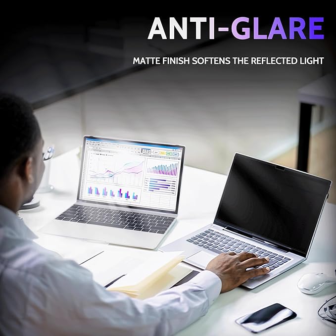 Privacy Screen for MacBook Pro 14 Inch (2021-2024, M1, M2, M3, M4), MagicSuction™ Removable Anti Spy Black Protector, Glare Blue Light Filter for Mac Laptop Computer
