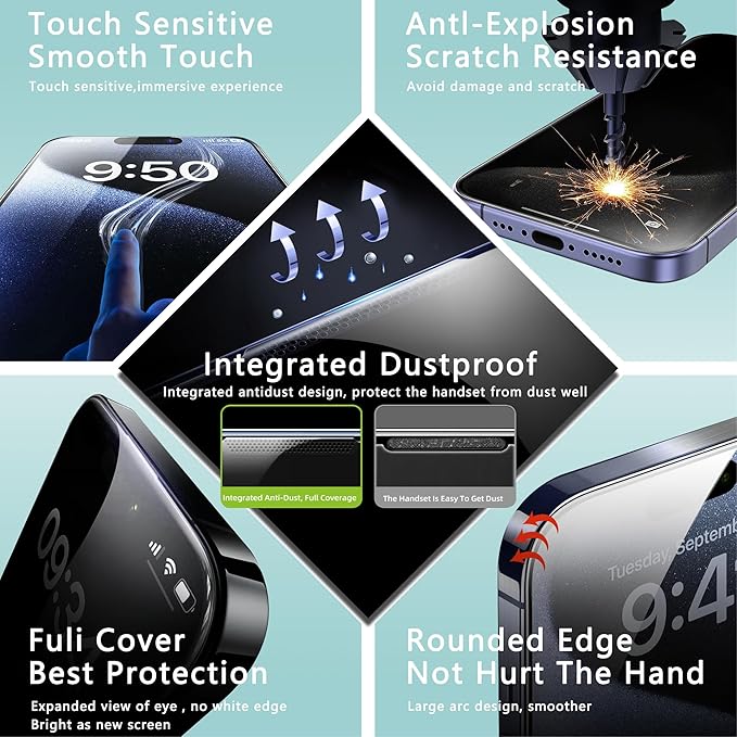 2 Pack Screen Protector Tempered Glass for iPhone 12 and iPhone 12 Pro 6.1-Inch Auto Dust Removal, No Bubbles, High Definition Clear, Easy Installation