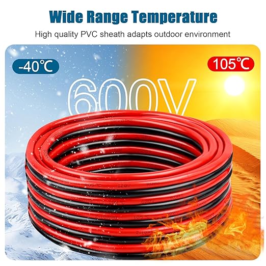 8 Gauge Wire 2 Conductors Copper Wire, 8 AWG Battery Cable Oxygen Free Copper Wire for Solar Panel, Automotive, Trailer, RV and Speaker (8 Gauge 100FT)