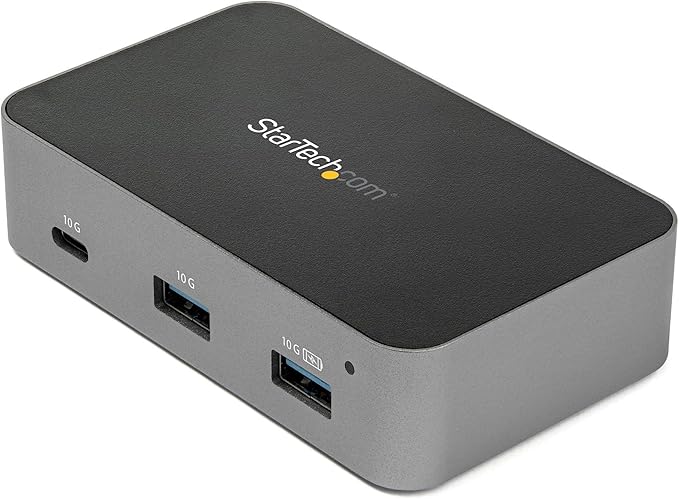 StarTech.com 3 Port USB C 3.2 Gen 2 Hub with Ethernet Adapter - 10Gbps USB Type C to 2x USB-A & 1x USB-C Ports - USB Hub w/ BC 1.2 Phone Fast Charging - Superspeed 10Gbps USB C Hub, TAA