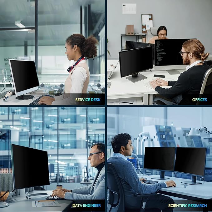 [2-Pack] 20 Inch Privacy Screen for Computer Monitor 16:9 Aspect Ratio, Eye Protection Anti Blue Light Glare Shield, 20inch Removable Black Blackout Anti Spy Desktop Security Private Filter
