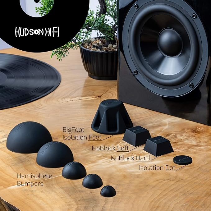 1" Platinum Silicone Speaker Isolation Pads - 8-Pack Non-Skid Speaker Pads with Adhesive, Speaker Isolation Feet for Record Player Isolation - Turntable Feet and Subwoofer Isolation Pad - 20 Duro