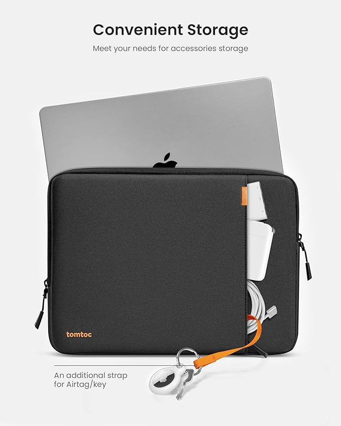 tomtoc 360 Protective Laptop Sleeve for 14-inch MacBook Pro M4/M3/M2/M1 Pro/Max A3112 A3401 A3185 A2992 A2918 A2779 2024-2021, Water-Resistant Case Bag with Accessory Pocket for 13.8 Surface Laptop 7