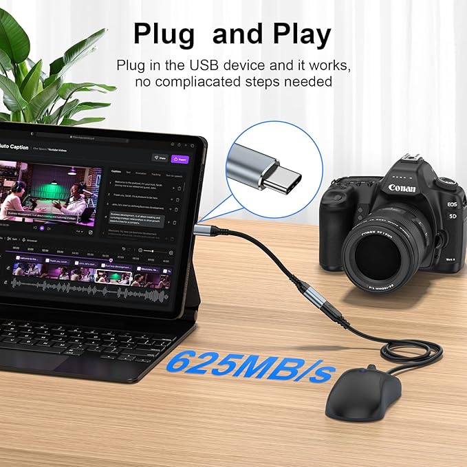 USB C to USB Adapter - 5Gbps [2 Pack] USC 3.0 OTG Adapter for Android - USBC Male to USB Female Adapter, Type C OTG Cable Converter Support Camera, Card Reader, USB Flash Drive, External/MIDI Keyboard
