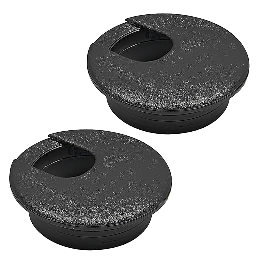 Desk Grommet 1-1/2" (38 mm), Desk Cord Hole Cover, Cable Grommet ABS Plastic, Desk Hole Grommet for Office and Home Table Cable, Detachable Cable Cord Organizer (Black 2 Pcs)