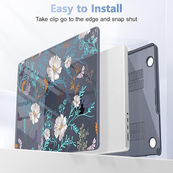 for MacBook Pro 16 inch Case 2021 2022 2023 2024 Release A3186 A3403 M4 A2991 M3 A2780 M2 A2485 M1 Pro/Max, Hard Shell Case with Screen Protector & Keyboard Cover, Rustic Flowers