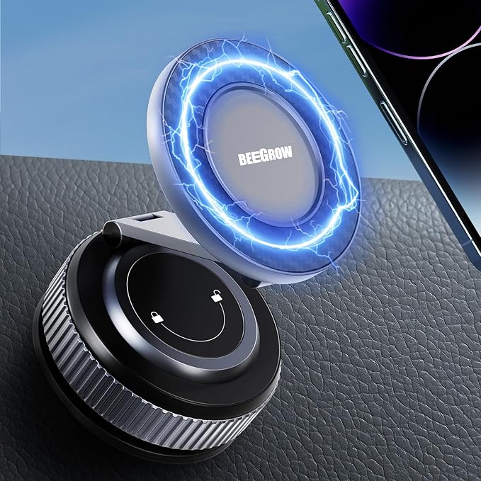 Car Phone Holder for Magsafe [96LBS Ultra Vacuum Suction+2800gf Ultra Magnetic] Car Phone Mount 360° Adjustable, Phone Holders for Your Car for iPhone 16 Pro Max 15 14 13 12 Plus (Carbon Fiber)