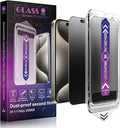 2 Pack Matte Privacy Screen Protector for iPhone 15 Pro Max 6.7-Inch Auto Dust Removal, No Bubbles,Anti-Spy Tempered Glass Film, Easy Installation
