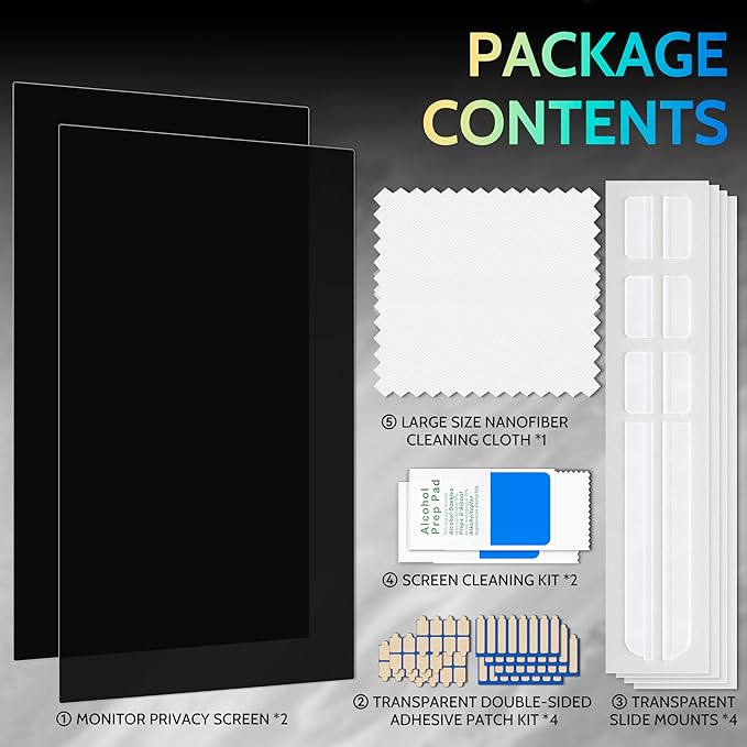 [2 Pack] 28 Inch Privacy Screen for Computer Monitor 16:9 Aspect Ratio, Eye Protection Anti Blue Light Glare Shield, 28inch Removable Black Blackout Anti Spy Desktop Security Private Filter