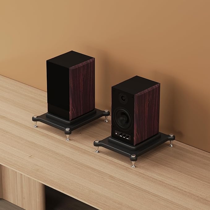 2pcs Subwoofer Isolation Stand, Double-Layered Speaker Isolation Stands with Stainless Steel Metal Feet, Acoustic Speakers Isolation Pad for Floor, Desktop (9.8×11.8in)