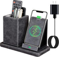 Wireless Charger with Desk Organizer, Wireless Charging Station for iPhone 13/13 Pro Max/13 Pro/12 Series/11/XS Max/XR/X/8Plus/SE 2, Wireless Charging Stand with Leather… (Gray)