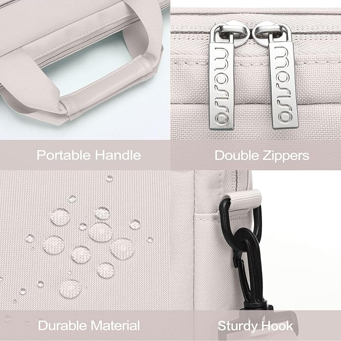 MOSISO Laptop Shoulder Bag, Computer Bag with 2 Raised&1 Flapover&1 Horizontal Pocket&Handle&Belt