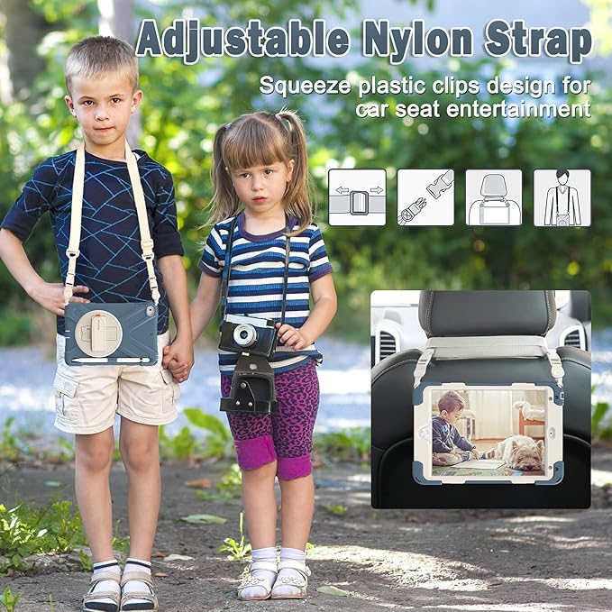 BRAECN iPad mini 5 Case,iPad mini 4 Case, Heavy Duty Shockproof Protective Rugged Case with Pencil Holder,Hand Strap,Kickstand, Shoulder Strap for iPad mini 5th/4th Generation 7.9 Inch for Kids