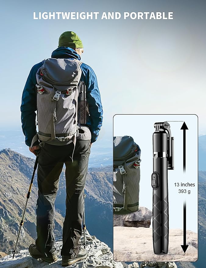 71" Phone Tripod & Selfie Stick, All in One Extendable Cell Phone Tripod with Wireless Remote, Tripods Stand for iPhone & Travel Selfie Stick 360° Rotation Compatible with iPhone Android, Camera