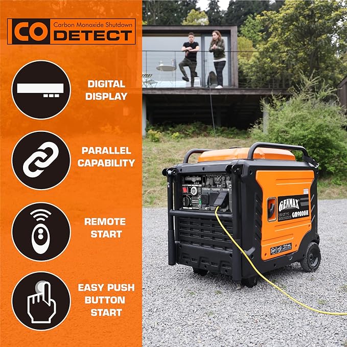 GENMAX Generator，EPA Compliant, Eco-Mode Feature, Ultra Lightweight for Backup Home Use & Camping