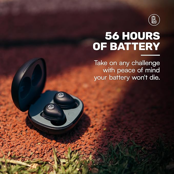 Raycon Fitness Bluetooth True Wireless Earbuds with Built in Mic 56 Hours of Battery, IPX7 Waterproof, Active Noise Cancellation, Awareness Mode, and Bluetooth 5.3 (Blue)