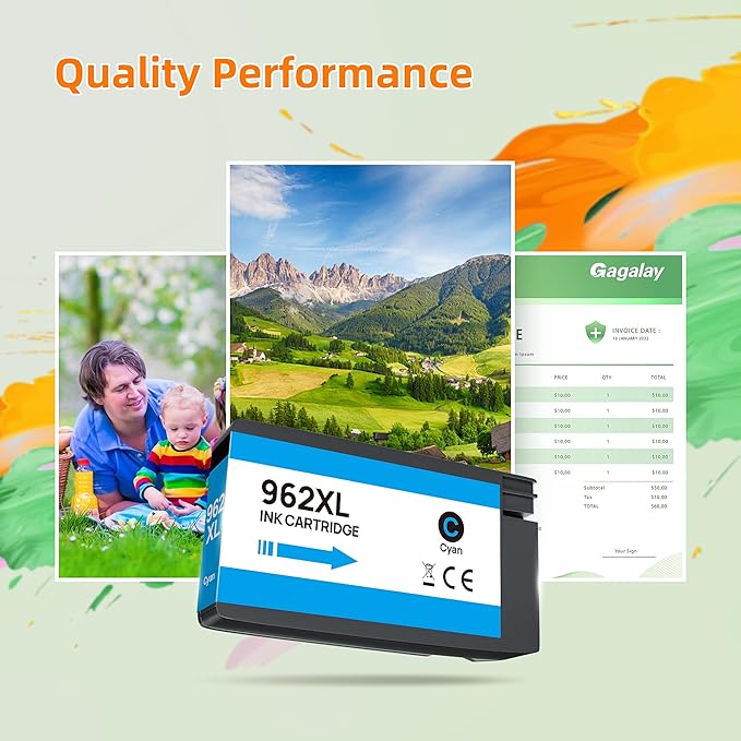 962XL 962 Ink Replacment for HP 962XL Ink Cartridges Combo Pack for HP Ink 962XL Black and 962 Color Combo Pack High Yield Work with Officejet Pro 9010 9020 9015 Series Printers, 4 Pack