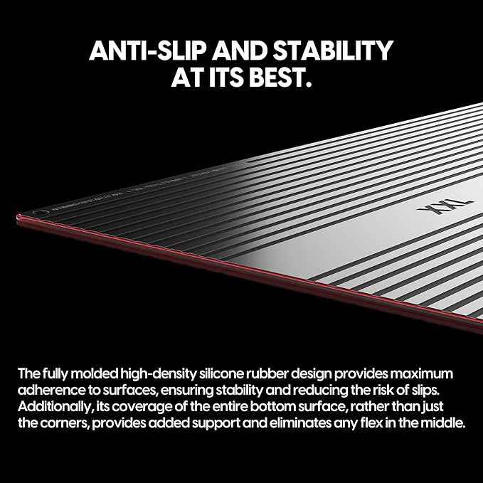 Pulsar - Superglide Premium Glass Mouse Pad XXL ALUMINO-Silicate Glass Surface Anti-Slip Fully Molded high-Density Silicone Rubber 38.5in x 16.5in (XXL, Red)
