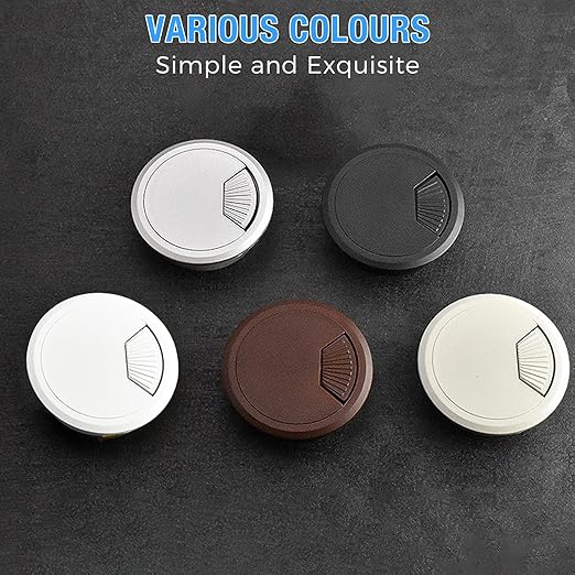 Desk Grommet 2" (50 mm), Desk Cord Hole Cover, Cable Grommet ABS Plastic, Desk Hole Grommet for Office and Home Table Cable, Detachable Adjustable Cable Cord Organizer (White 2 Pcs)