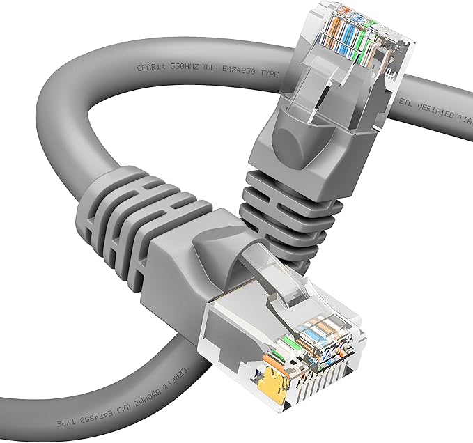 GEARit Cat 6 Ethernet Cable (1-Pack 1 Foot) Cat6 Network Patch, 10Gbps, RJ45, Snagless Cord, Gold-Plated Connectors, Internet for PC, TV, Tablet, Router, Printer, Servers, IT Data Center - Gray