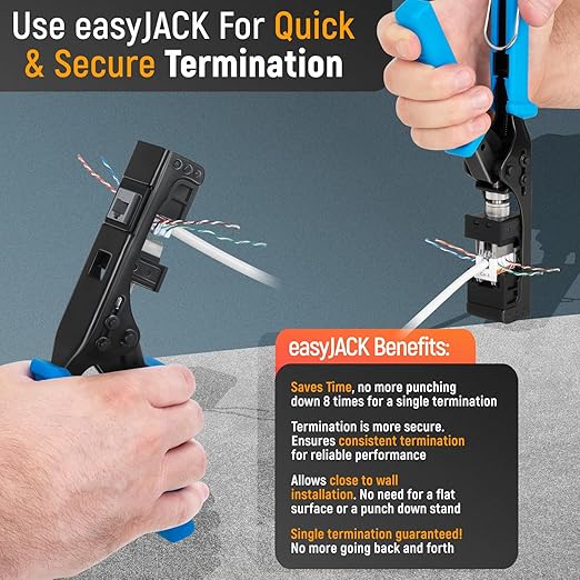Everest 90° Angled RJ45 Cat6 Keystone Jacks 100-Pack in Gray - Slim Profile Female RJ45 Connectors - Cat 6 Keystone Jack - Compatible with 90° Angled Speed Termination Tool - easyJACK (B094WB91H3)
