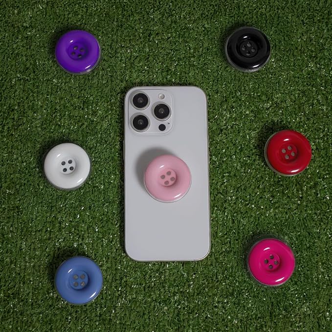 Solid Color Button Phone Grip – Minimalist Design, Durable and Lightweight, Grip and Stand for Smartphones (Purple, Adhesive Type)