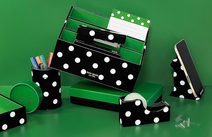 kate spade new york Acrylic Cell Phone Stand, Novelty Phone Holder for Desk, Black Cat (Picture Dot)