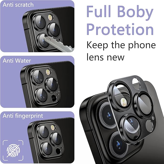 2 Pack Camera Lens Protector for iPhone 13 Pro/iPhone 13 Pro Max,[Not Easy to Breakn ] AR Tempered Glass Strong Adsorption Metal Camera Cover Screen-Dark Green