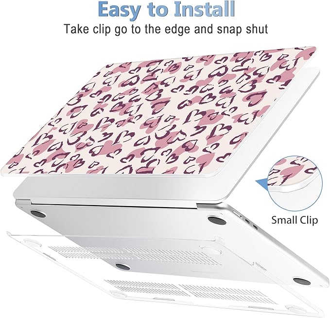 Mektron for 2025 MacBook Air 15 inch M4 Case A3241/ 2024 M3 A3114/ 2023 A2941 M2 Hard Printed Case with 15.3 Liquid Retina Display Touch ID, Plastic Hard Cover & Keyboard Skin- Heart Art