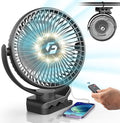 8-inch Clip-on Fan - 12000mAh Portable Rechargeable Battery With 3 Speeds and Strong Airflow, USB Small Desk Personal Quiet for Office, Stroller, Bedroom and Camping
