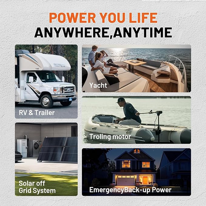 12V 310Ah LiFePO4 Lithium Battery – Max. 3968Wh Solar/RV/Off-Grid Power,15000+ Deep Cycles, 100A BMS,Low-Temp Protection,A+ Grade Cells for Marine, Trolling Motor, Home Energy Storage (1 Pack)