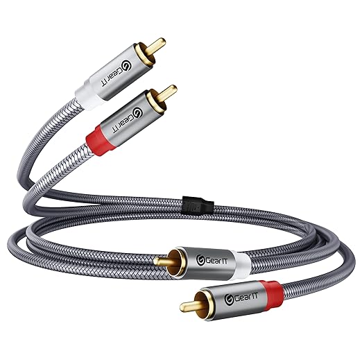 GEARit RCA Cable (3.3FT) 2RCA Male to 2RCA Male Stereo Audio Cables Shielded Braided RCA Stereo Cable for Home Theater, HDTV, Amplifiers, Hi-Fi Systems, Car Audio, Speakers, 3.3 Feet