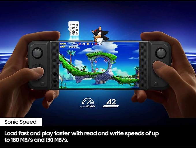Samsung PRO Plus Sonic The Hedgehog + Adapter, 512GB microSDXC, Up-to 180MB/s, Full HD & 4K UHD, UHS-I, C10, U3, V30, A2, for Nintendo-Switch, Steam Deck, GoPRO, DJI Drone, Tablets (MB-MD512SA/LC1)