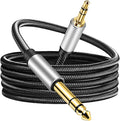 3.5 mm to 6.35 mm Audio Cable 30Ft,Gold-Plated Terminal Silver Color Zinc Alloy Housing 3.5mm 1/8" Male TRS to 6.35mm 1/4" Male TRS Nylon Braided Stereo Audio Cable for Cellphone, Amplifiers(30Ft/10M)