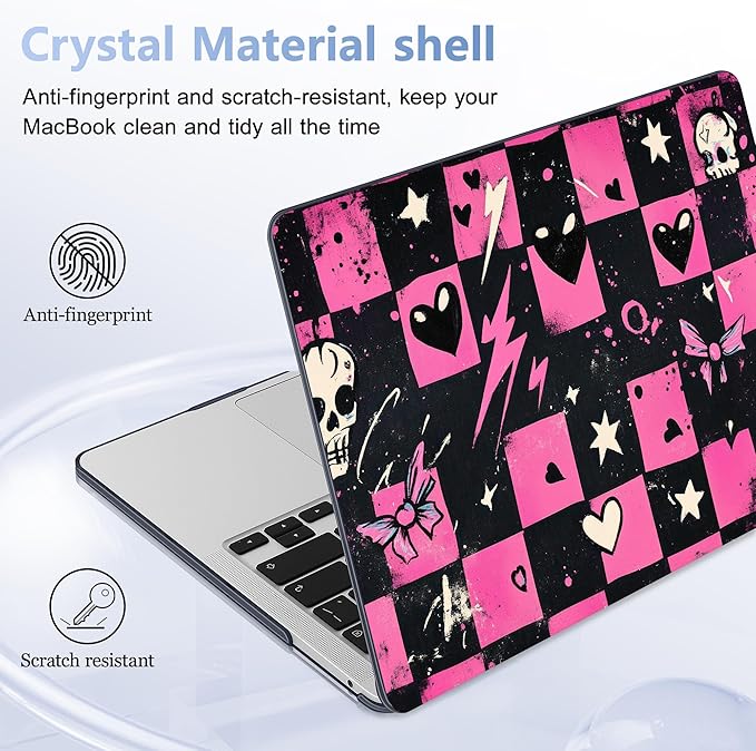 Case for MacBook Pro 13 inch with/Without Touch Bar (2016-2022, M2 A2338 M1 A2289 A2251 A2159 A1989 A1706 A1708), Hard Shell + Keyboard Cover + Dust Plug, Pop Punk Checkerboard