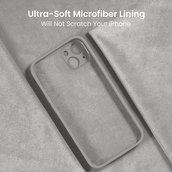FireNova Designed for iPhone 15 Plus Case, Silicone [Camera Protection] Case with [2 Screen Protectors], Soft Anti-Scratch Microfiber Lining Inside, 6.7 inch, Natural Titanium