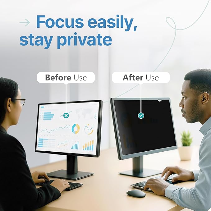 VINTEZ 28 Inch 16:9 Privacy Screen for Computer Monitor and Laptop - Anti Glare Protector Film Blue Light Filter Eye Protection - Computer Screen Privacy Shield, [1 Pack]